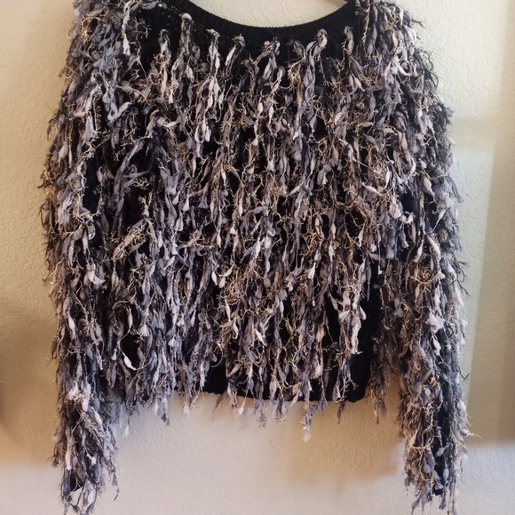 Luzabelle Vintage 80s 3D Knit Metallic Boho Classic Eclectic Boat Neck Sweater - Picture 5 of 7